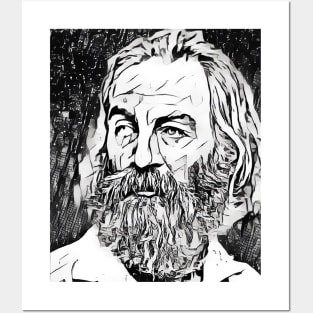 Walt Whitman Portrait | Walt Whitman Artwork Black and White 3 Posters and Art